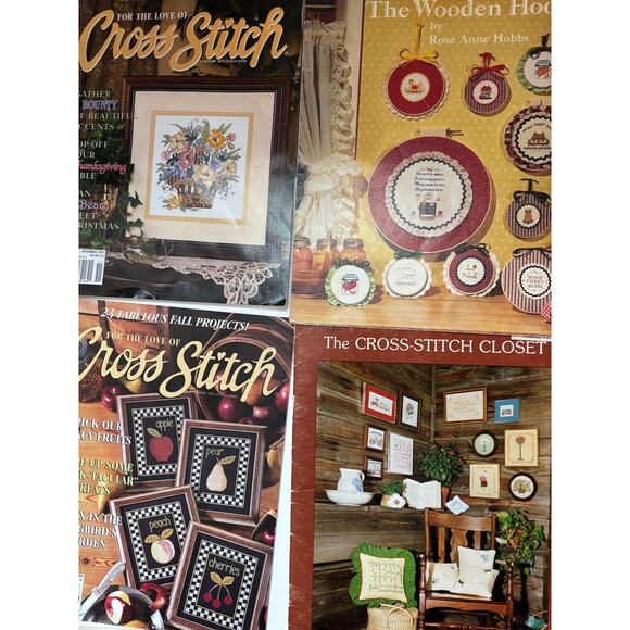 Lot of Vintage 80s-2000s Cross Stitch Pattern Booklets Fruit Floral Quotes - Picture 2 of 5